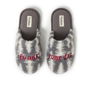 Dearfoams Cozy Comfort Grey Women's “Go Ask Your Dad” Slippers Size XL 11-12 NWT